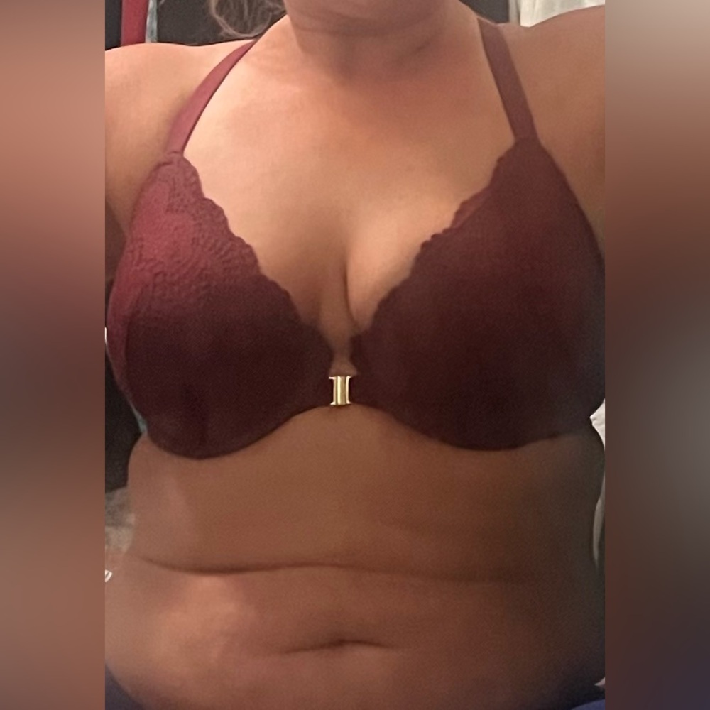 Women's Auden Front Hook Lace T-Back Red Bra Full Coverage Size 36DD